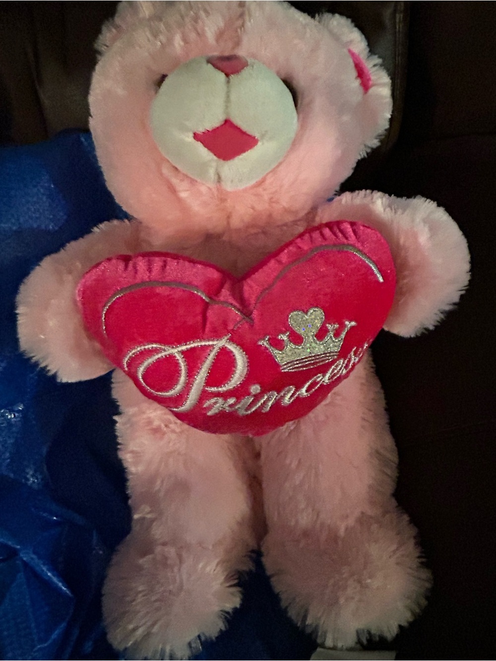 Dan Dee Plush Pink Teddy Bear Holding 'Princess' Heart - Soft Gift Plush